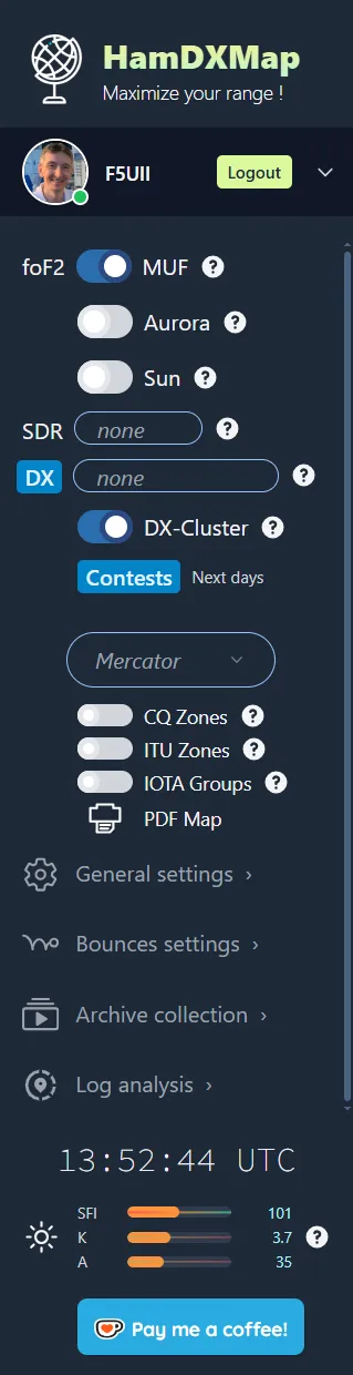 Sidebar gauche déployée