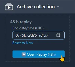 Bouton Archive collection dans la sidebar gauche