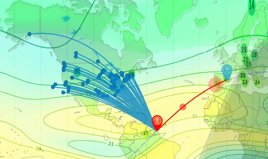 Replay en cours — QSOs et couches MUF/FoF2 historiques synchronisés