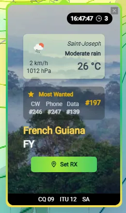 Popup pays avec illustration DXCC en arrière-plan