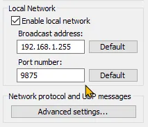 Menu Options / Configure interfaces — réseau local Win-Test