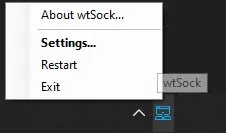 Configuration wtSock — ports et sélection des fonctionnalités